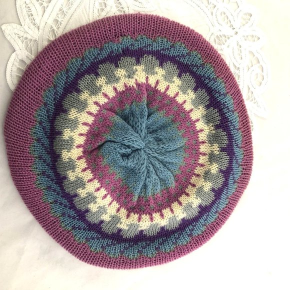 Vintage Knit Beret Sweater Hat Fall Winter Slouchy - Picture 4 of 5